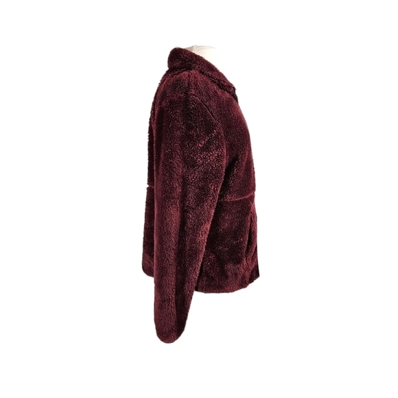 Reebok Maroon Fuzzy Fleece Pullover Jacket - Picture 2 of 7